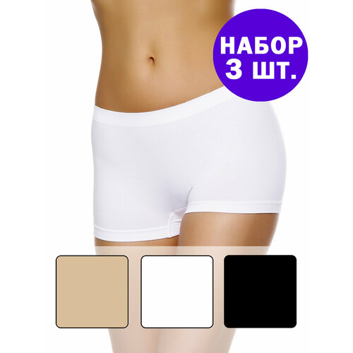 фото Трусы seamlessflex, 3 шт., размер 2s-44, черный, белый, бежевый