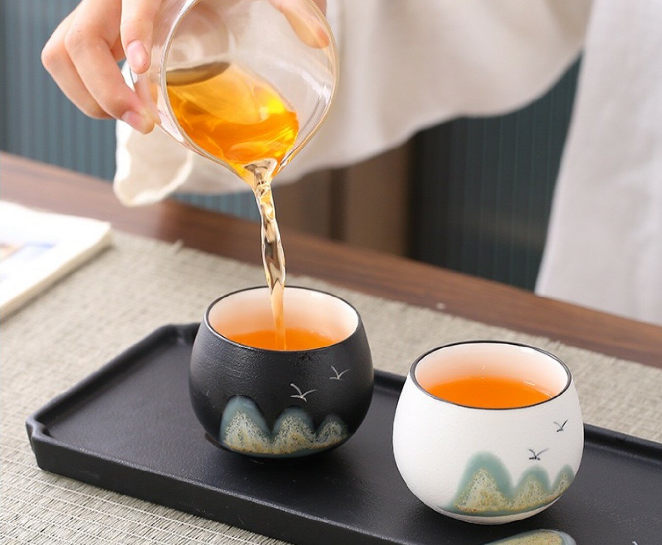 Пиала для чая Черная "Горы"керамика,150 мл — фото 1