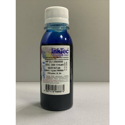 Чернила InkTec H0006 для HP DJ 350/600/ PSC 300 51649/6657/8728 , C, 0,1 л, голубой