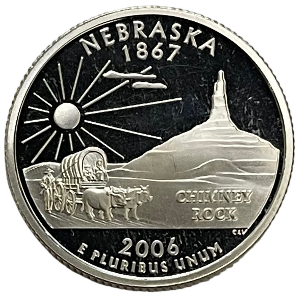 США 25 центов (1/4 доллара) 2006 г. (Квотеры 50 штатов - Небраска) (S) (Ag) (Proof)