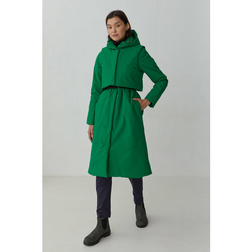 Пальто УСТА К УСТАМ, размер S, зеленый пальто уста к устам демисезонное силуэт прямой средней длины размер m черный