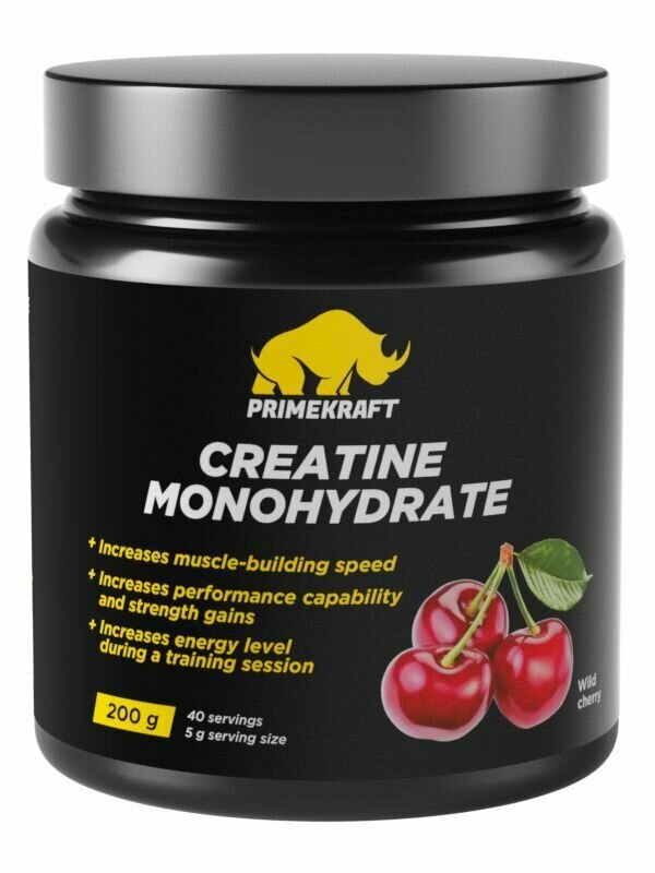 Креатин моногидрат Creatine Monohydrate 100%, 200 г, вкус: дикая вишня