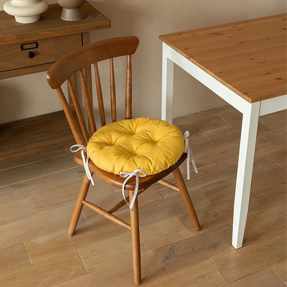 Подушка на стул с тафтингом круглая d40 "Унисон" рис 30004-16 Basic желтый