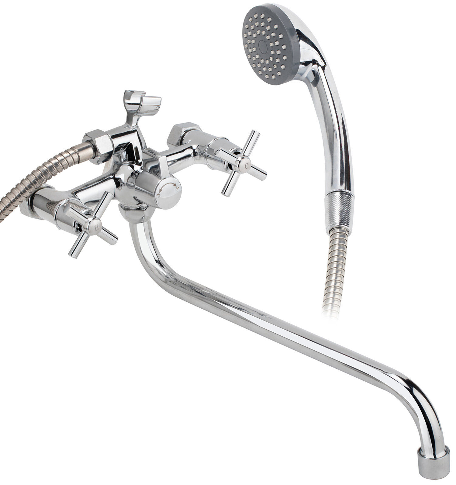 фото S75332-35S Смеситель для ванны с душем с длинным изливом двухвентильный, Glasar