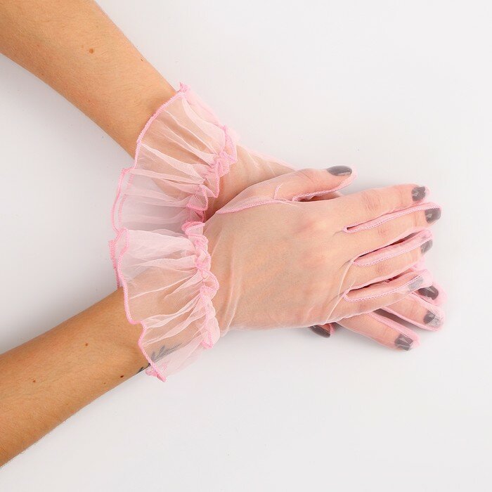 Страна Карнавалия Карнавальный аксессуар - перчатки прозрачные с юбочкой, цвет розовый