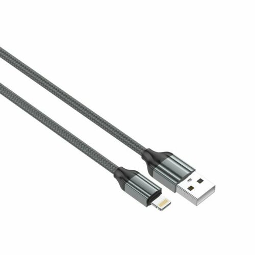 LDNIO LD_B4566 LS431/ USB кабель Lightning/ 1m/ 2.4A/ медь: 86 жил/ Нейлоновая оплетка/ Gray