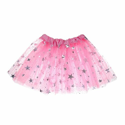 фото Сноу бум юбка карнавальная "звездочка", нейлон, длина юбки 30 см, розовый с серебряным сноубум
