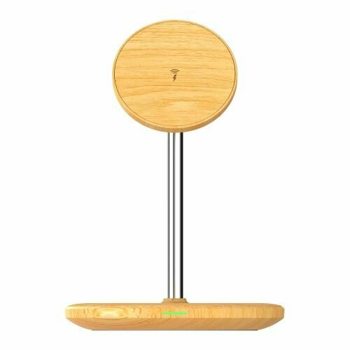 Зарядное устройство беспроводное j5create JUPW2106NP Wood Grain 2-in-1 Magnetic Wireless Charging Stand 15W - Wood (без БП)