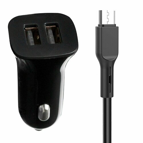 Адаптер Автомобильный с кабелем - SKYDOLPHIN SZ08L 2USB, 5V, 2.4A +micro USB, черный, 1 шт. микрофон проводной apogee hypemic разъем micro usb розовый черный