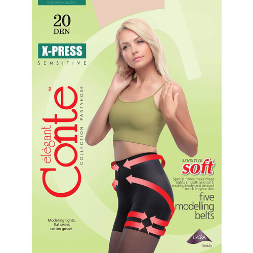 Колготки Conte elegant X-Press, 20 den, размер 3/M, бежевый колготки conte elegant x press 20 den размер 3 бежевый