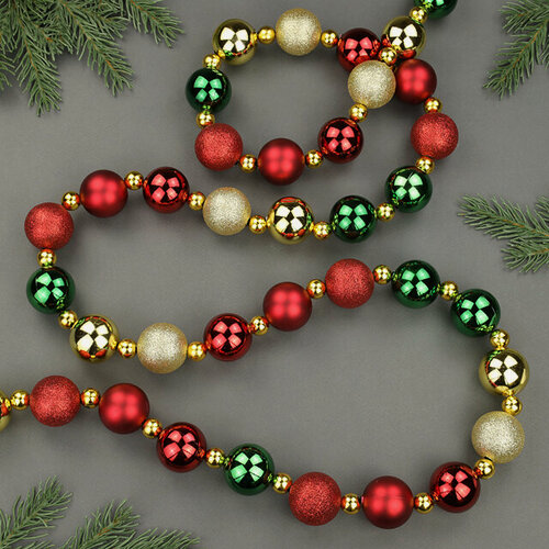 Изображение товара Бусы на елку Wellington - Noel Motivo 2-4 см, 208 см, пластиковые, Winter Deco, 3081142