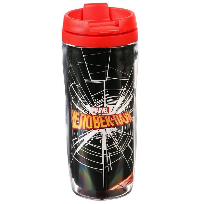 Термостакан, "Человек-паук" черный 350 мл - фотография № 5