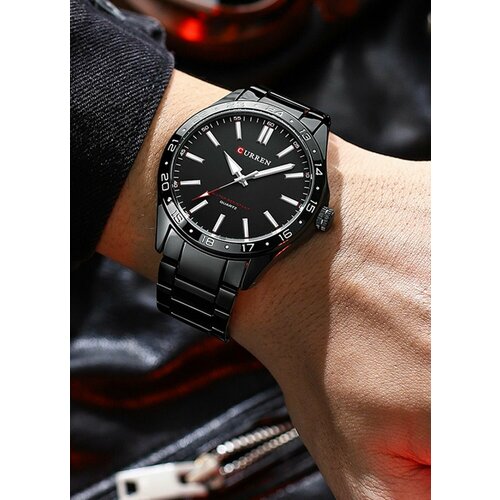 Наручные часы CURREN Часы наручные, на металлическом браслете, классический дизайн, CURREN, черный