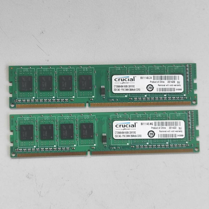 Оперативная память 4GB DDR3 набор Crucial CT25664BA160B. C8FER2 2GBx2