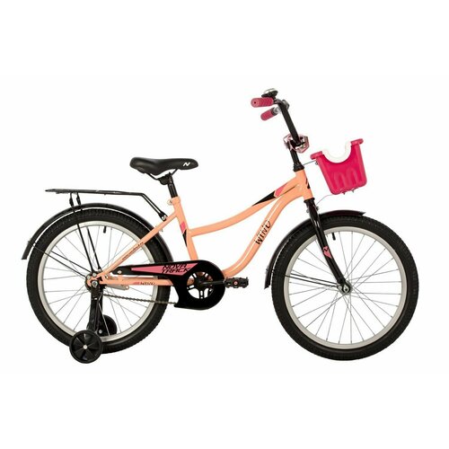 Велосипед NOVATRACK 20 WIND коралловый защита цепи А-тип ножной тормоз крылья багажник пер корзина 954000₽