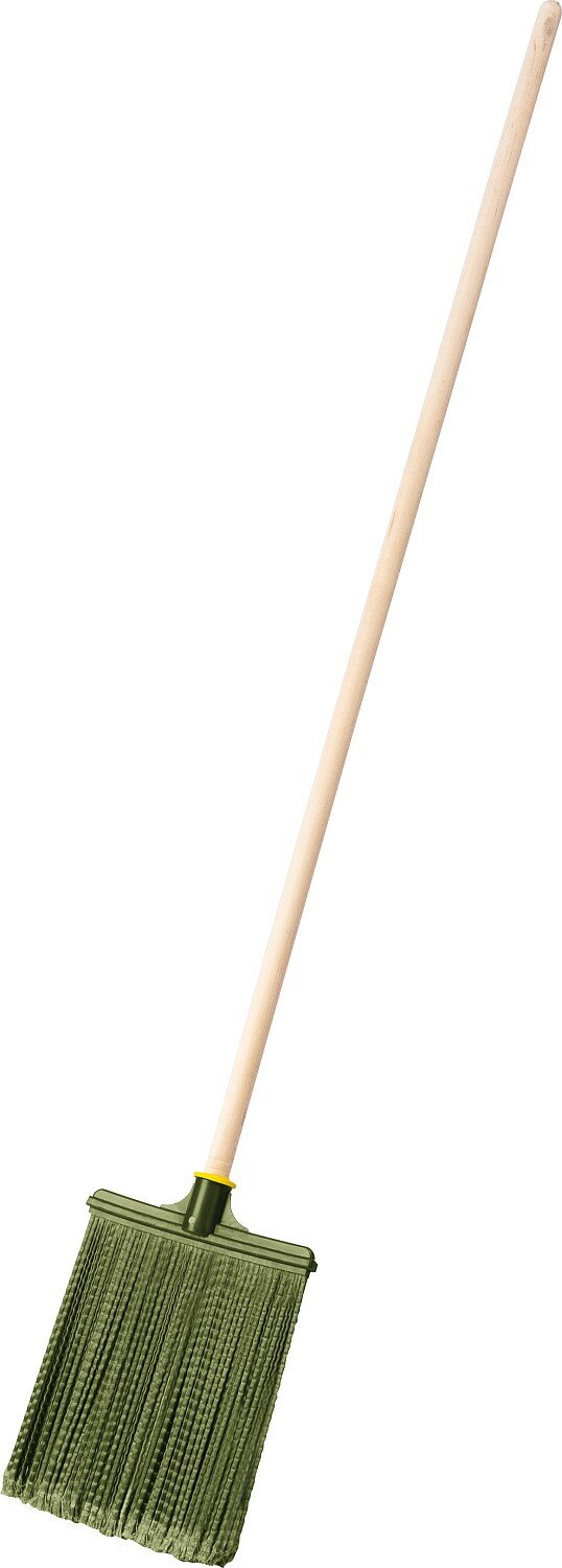 СИБИН плоская на деревянном черенке, 320х255мм, распушенная, гибкая, полипропилен, коническое резьбовое соединение, пластиковая метла (39224-1)