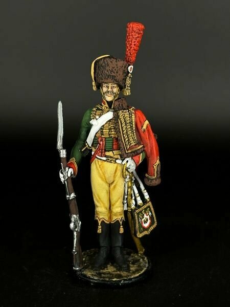 Оловянный солдатик Рядовой полка Конных егерей Имп. гвардии. Франция, 1804-15 ручная роспись