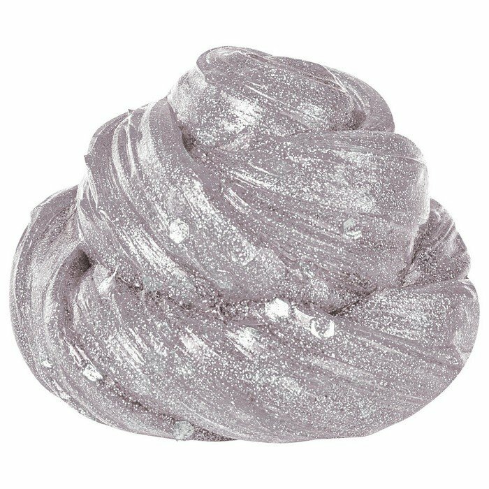 Slime Glamour collection, серебряный с блестками Волшебный мир - фото №1