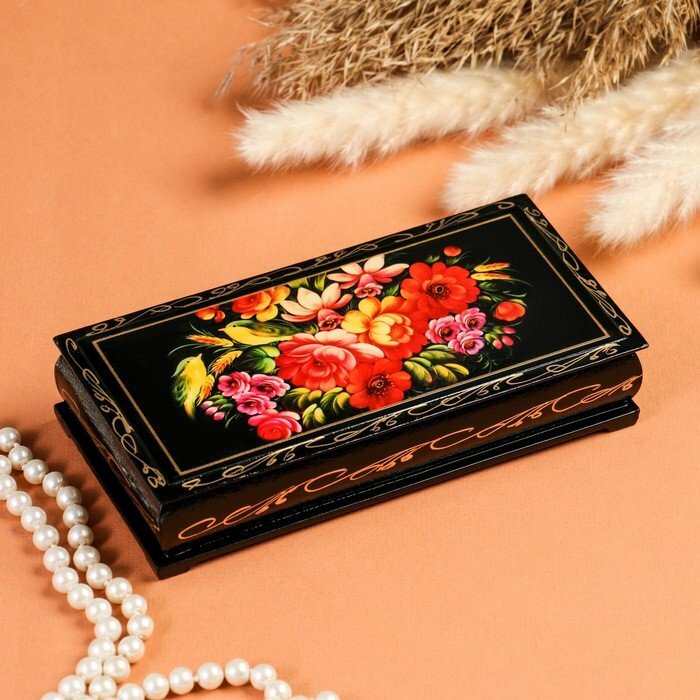 Шкатулка - купюрница «Полевые цветы», 8,5×17см, лаковая миниатюра (комплект из 2 шт)