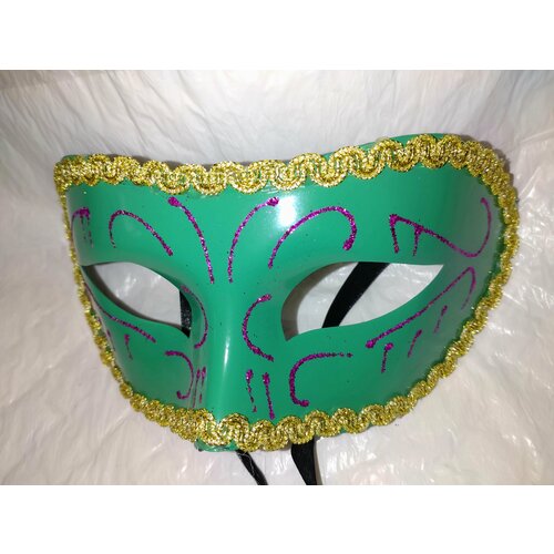 фото Карнавальная венецианская маска с кружевами . зелёная. нет бренда