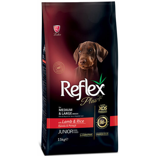 Reflex для средних и крупных пород PLUS Medium Large Breed Junior Dog Food Lamb and Rice с ягненком и рисом (15 кг)