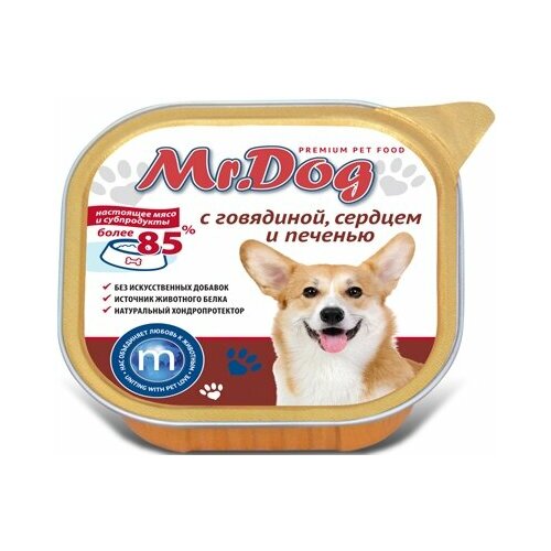 Мистер Дог 60293 консервы для собак с Говядиной, сердцем и печенью 300г