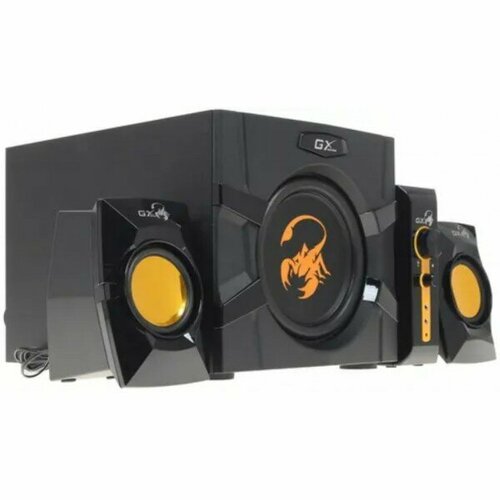 Компьютерные игровые колонки Genius SW-G21 1000 100-240В26Вт Сабвуфер 16Вт Сателлиты 5Втx2 мощные басы синяя подстветка блок управления гро 752600₽