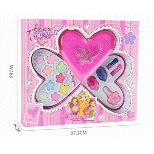. Набор косметики для девочек 27,5*24*6 см, сердце, 2 яруса