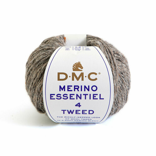 Пряжа DMC 8150 Merino Essentiel 4 Tweed 50 шерсть 50 полиэстер 50 г 165 м 2 м 913 серый 389₽