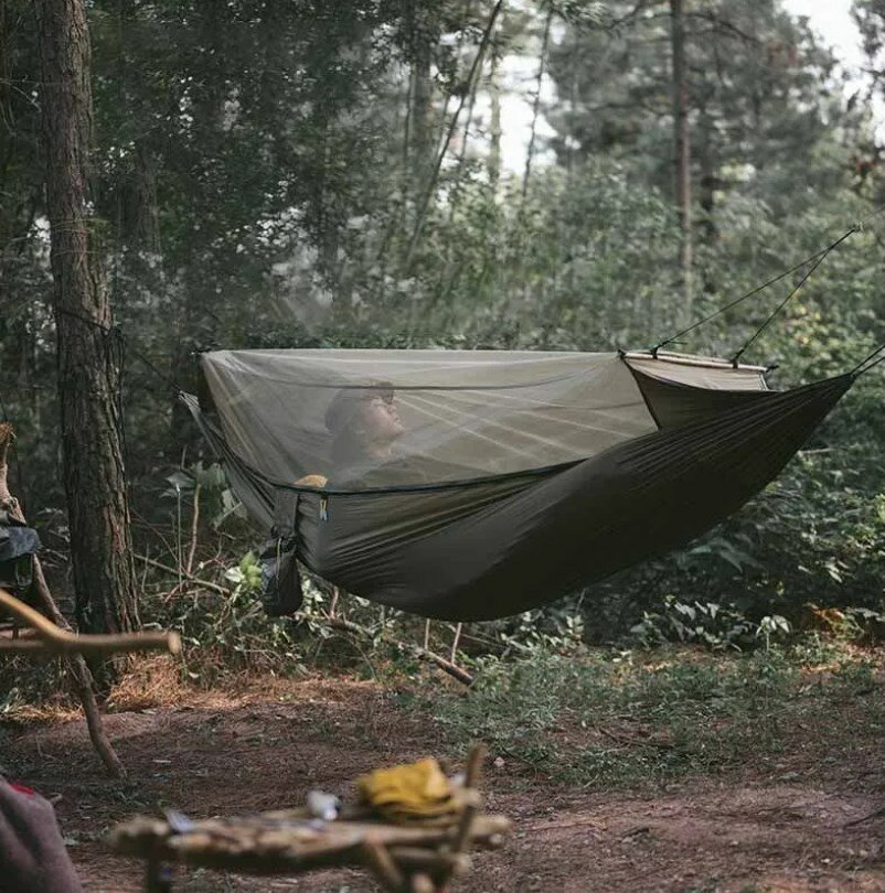 Гамак Naturehike, туристический, с москитной сеткой, коричневый - фотография № 6