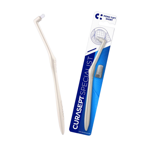 Монопучковая зубная щетка Curasept Specialist MONO TUFT SHORT 6.5 мм, белая tepe compact tuft монопучковая зубная щетка