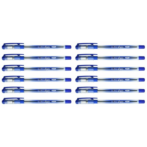 Linc Ручка шариковая Glycer, синяя, 0,7 мм, круглый корпус, резиновый грип, цвет корпуса синий, 12 шт. ручка шариковая красная glycer 0 7мм резин грип пласт корпус колпачок linc