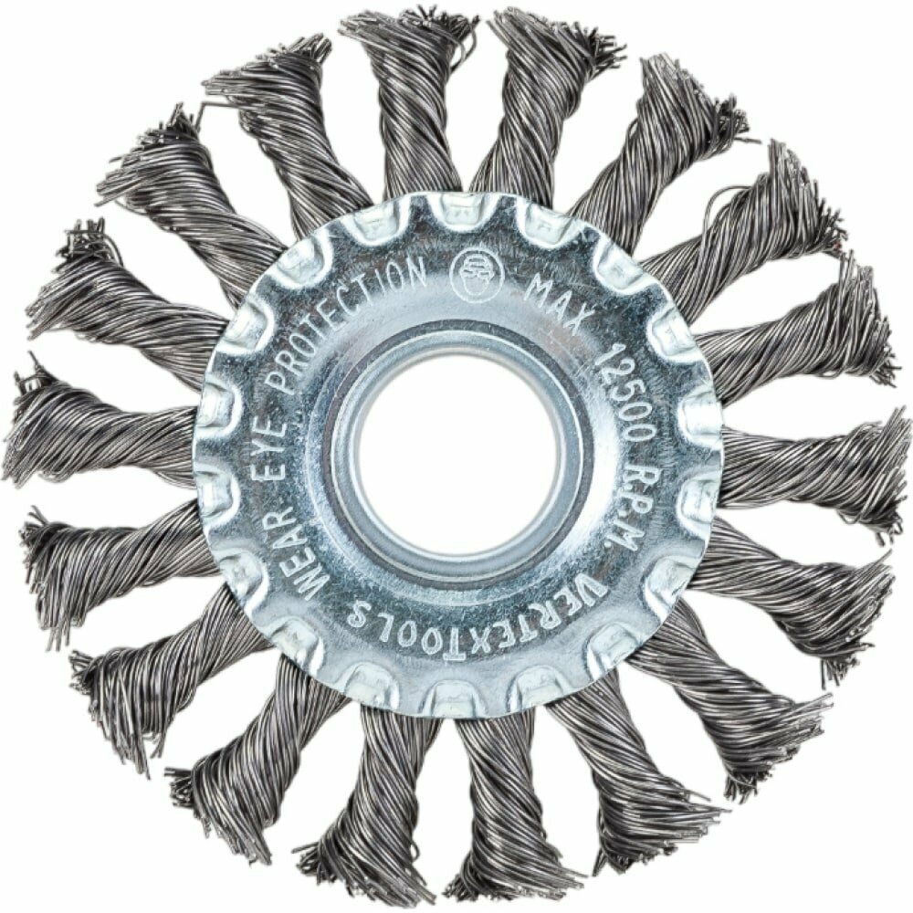 Щетка для УШМ плоская VertexTools крученая 100x22 мм — фото 3