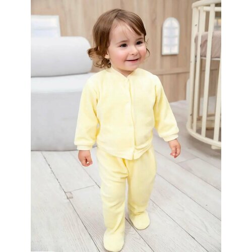 фото Комплект одежды детский, ползунки и распашонка, размер 68-74, желтый нет бренда