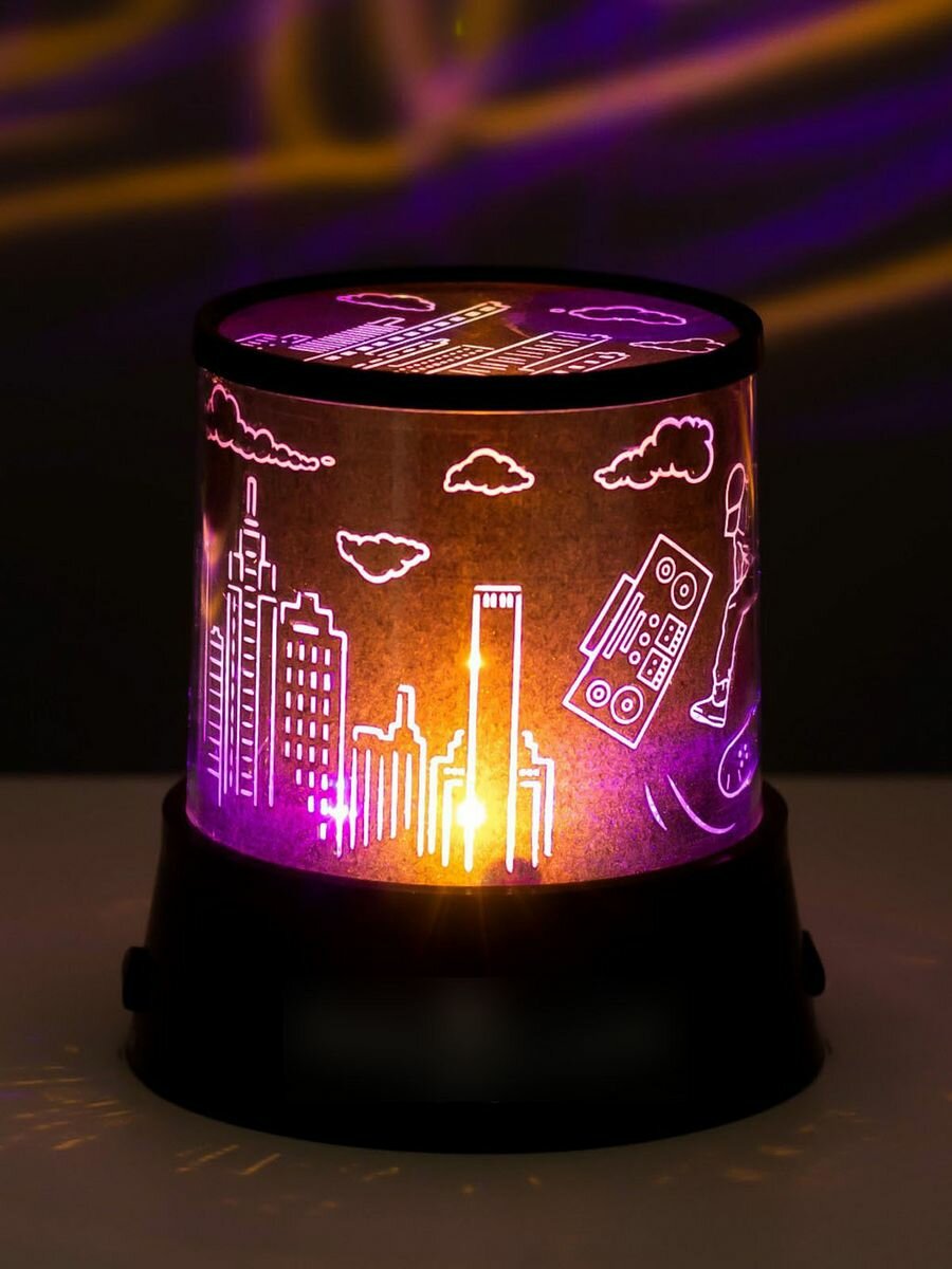 Ночник-проектор "Город" LED USB/от батареек черный 10,8х10,8х11,5 см - фотография № 19