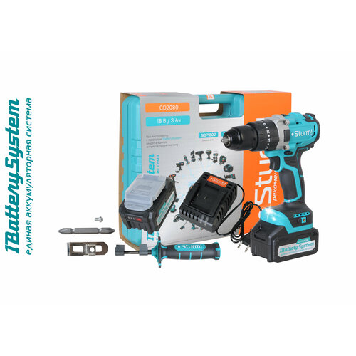 Аккумуляторный шуруповерт Sturm CD2080I 1BatterySystem 1789000₽