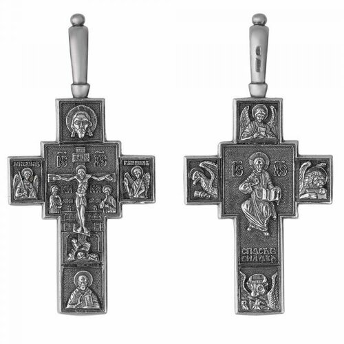 фото Серебряная подвеска православный крест оксидирование б530215 красная пресня