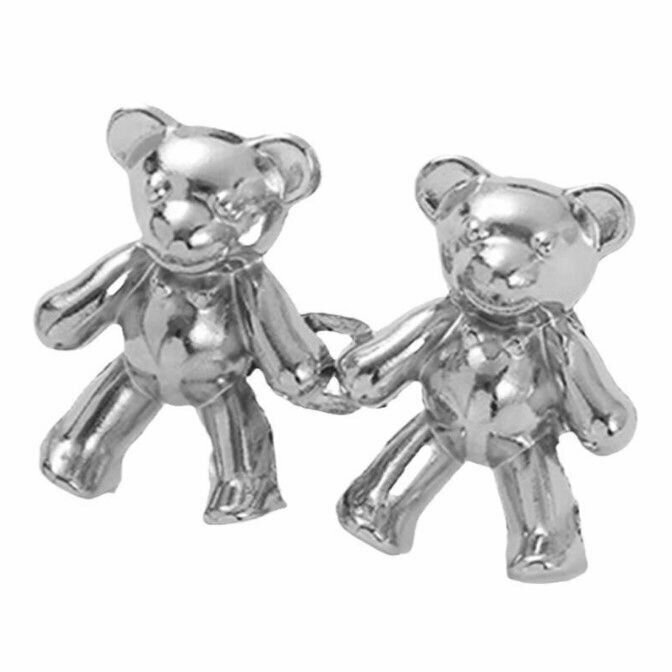 Кнопки для уменьшения размера джинс, мишки / Съемные кнопки для уменьшения размера одежды в поясе/ серебристые медведи