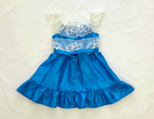 Платье, размер 28/30, белый, синий