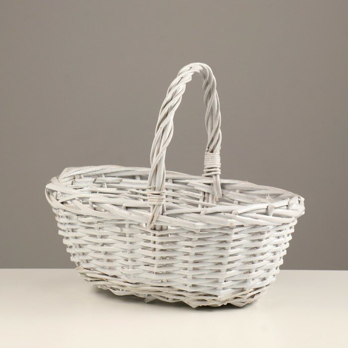 фото Корзина плетеная, 30х24х12/26 см, лоза, ткань