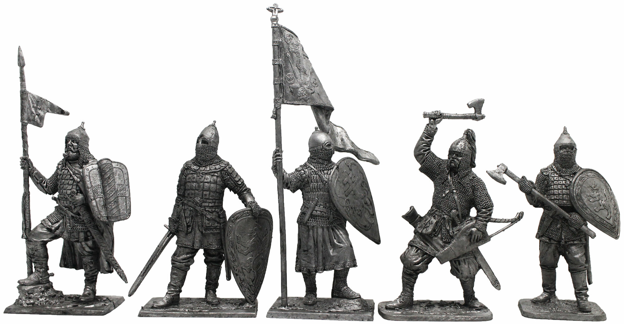 "Русские средневековые воины" №3ЕК (5 н/к) набор оловянных солдатиков некрашеных в картонной коробке