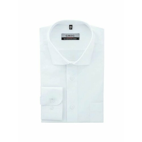Рубашка GREG, размер 45, белый рубашка мужская однотонная с отложным воротником люксовая приталенная деловая с вышивкой с длинными рукавами для встреч