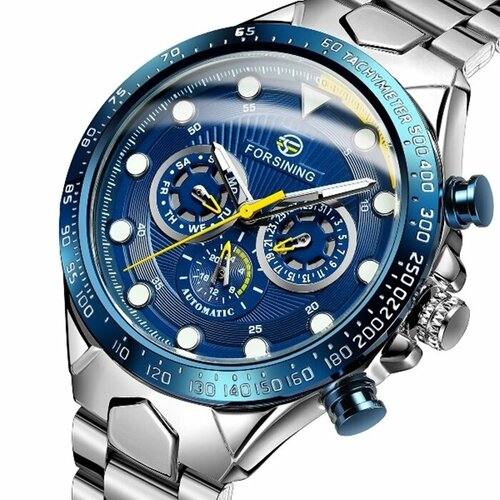 Наручные часы Forsining, синий часы наручные pagani design мужские механические спортивные водонепроницаемые автоматические 40 мм из нержавеющей стали для дайвинга 2022