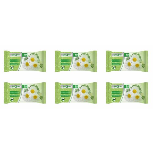 Spa 4 Me Влажные салфетки, антибактериальные с экстрактом Ромашки, 60 шт, 6 уп