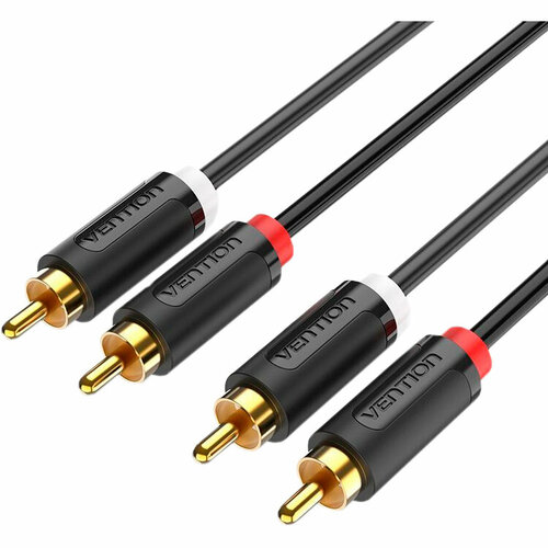 Кабель Vention аудио 2RCA M/2RCA M - 3м Чёрный Кабель Vention 2RCA(m)/2RCA(m) - 3 м (BCMBI) кабель акустический vention vab r02 b030 переходник разветвитель vention гибкий jack 3 5 mm m 2rca f 0 3м чёрный