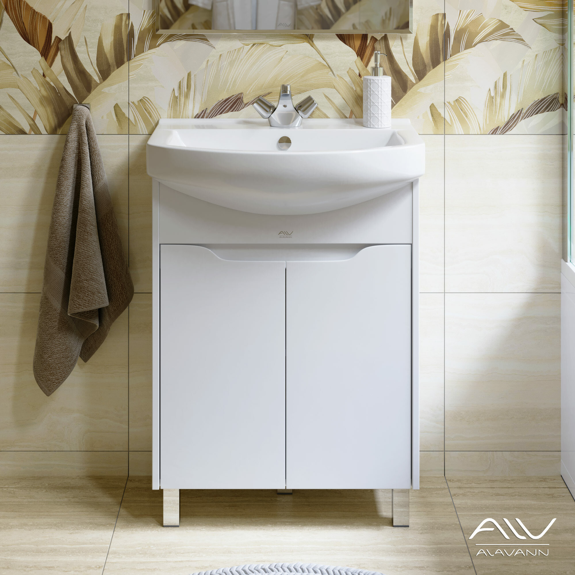 Тумба с раковиной Alavann Crystal 65 белая