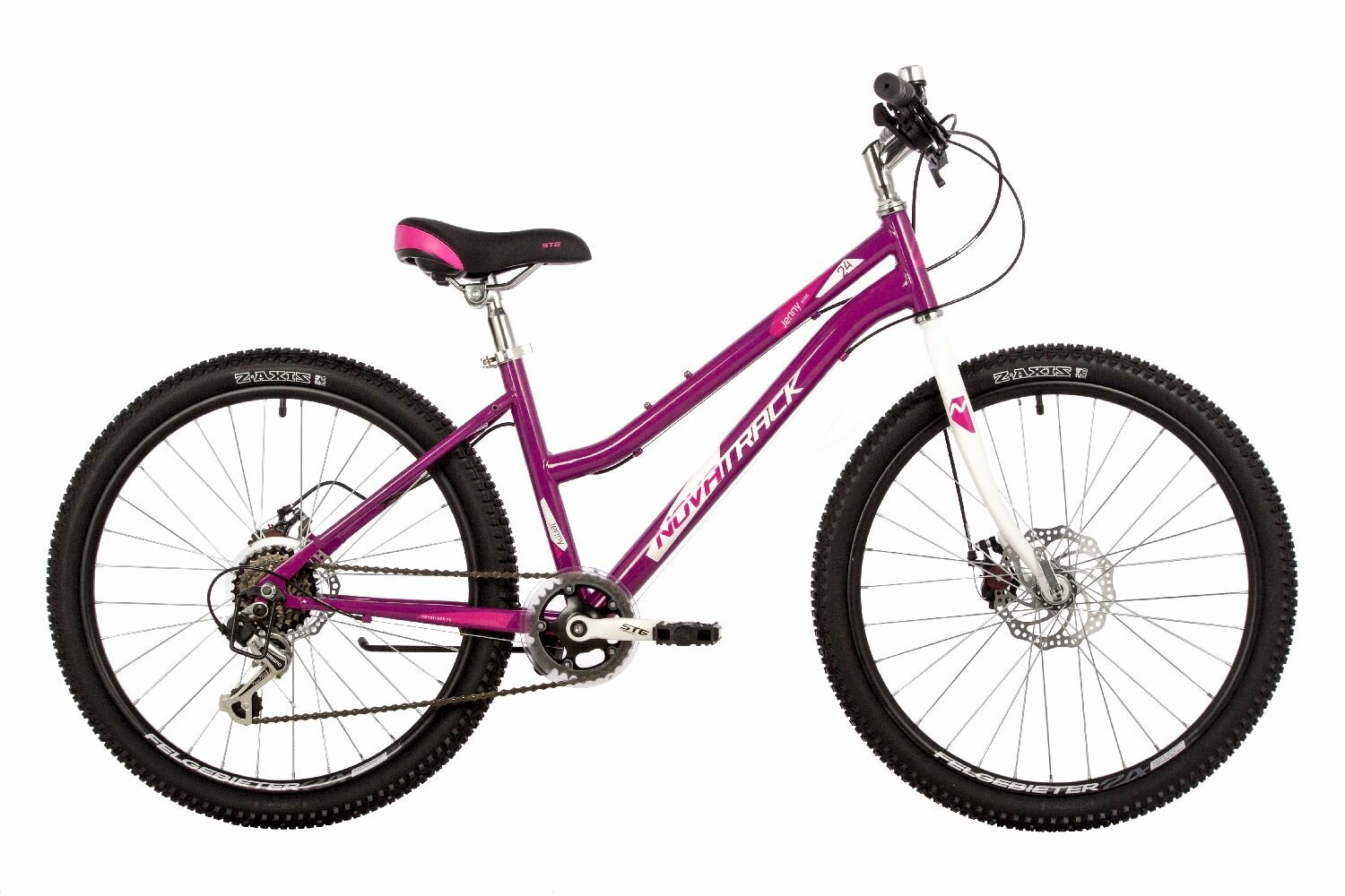 Велосипед Novatrack Jenny D 24" (2023) (Велосипед NOVATRACK 24" JENNY сталь 14', пурпурный, 6 скор. TY21/TS-38/TZ500/SG-6S, диск. торм STG)