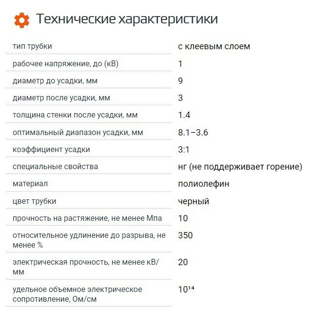 КВТ Трубка термоусадочная клеевая ТТК-(3:1)-9/3 черная с подавлением горения — фото 5