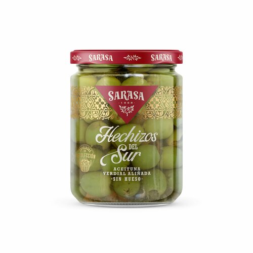 Оливки зеленые (битые) без косточки Sarasa "Эчисос дель сюр" 0,41 л