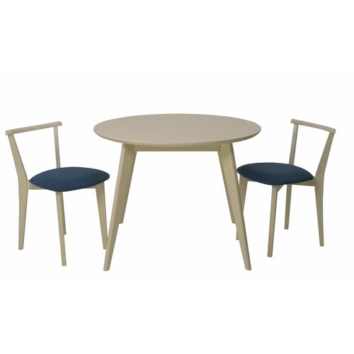 Стол ZiP-mebel Сканди К 90 со стульями Франк Слоновая Кость/Рогожка Синий